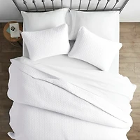White Herringbone Quilted 3-pc. King Coverlet Set