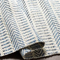 Blue and White Chevron Jute Area Rug, 8x10
