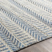 Blue and White Chevron Jute Area Rug, 8x10