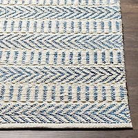 Blue and White Chevron Jute Area Rug, 8x10