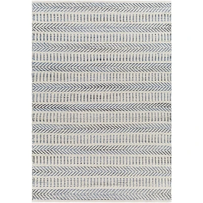 Blue and White Chevron Jute Area Rug, 8x10