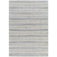 Blue and White Chevron Jute Area Rug, 8x10
