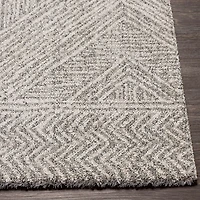 Cream and Gray Zig Zag Area Rug, 5x7