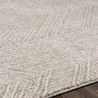 Cream and Gray Zig Zag Area Rug, 5x7