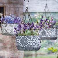 Galvanized Hanging Bucket Planters, Set of 3