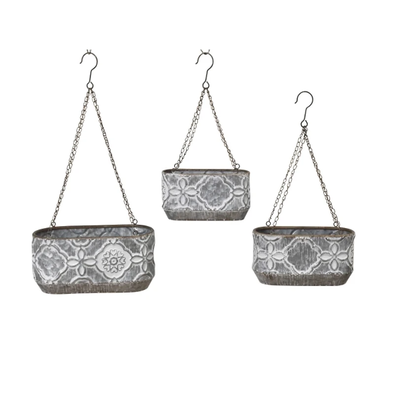 Galvanized Hanging Bucket Planters, Set of 3