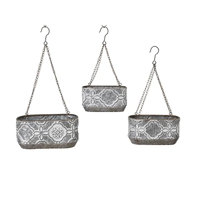 Galvanized Hanging Bucket Planters, Set of 3