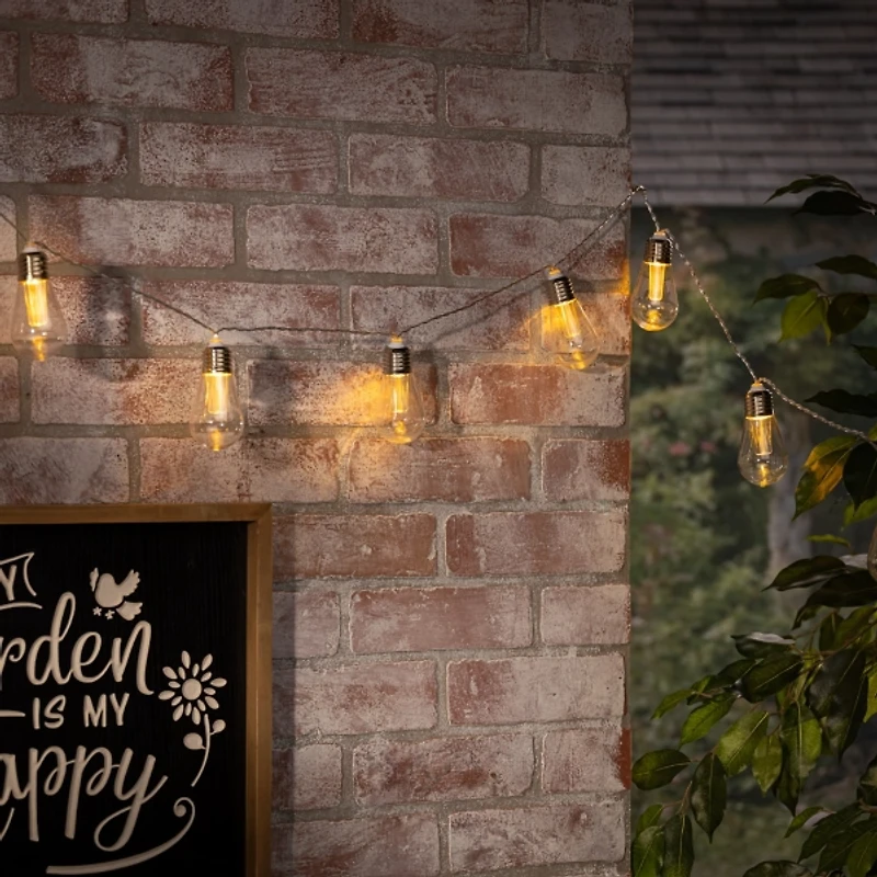 Silver Glass Bulb Solar Outdoor String Lights