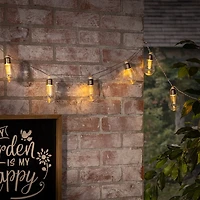 Silver Glass Bulb Solar Outdoor String Lights