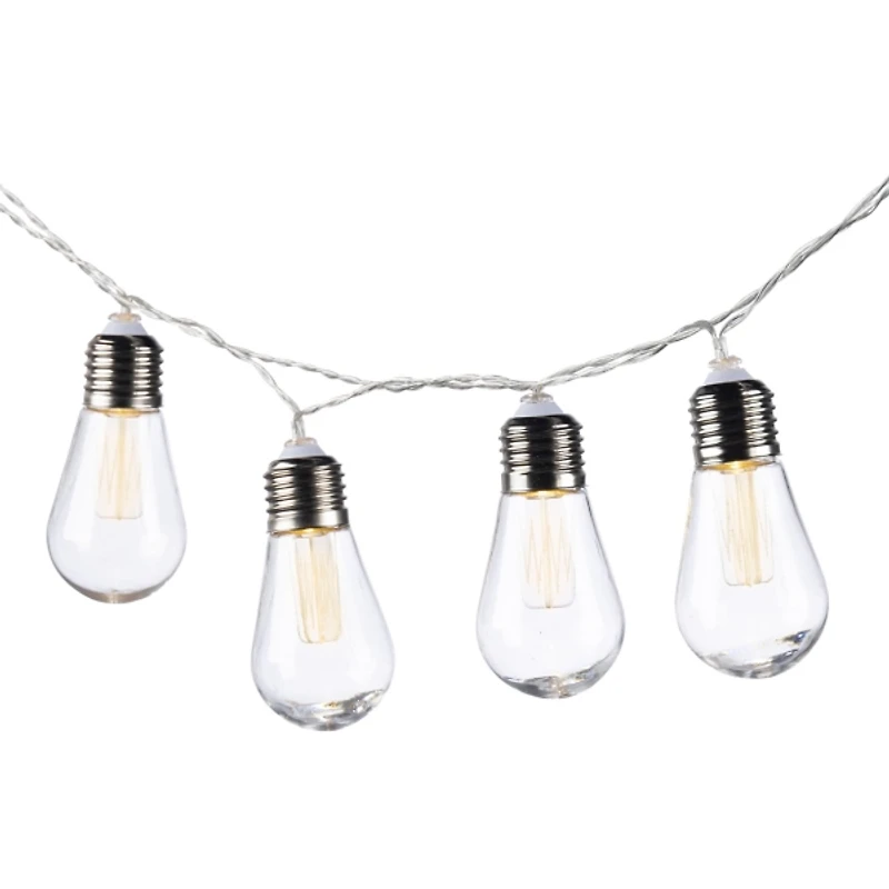 Silver Glass Bulb Solar Outdoor String Lights