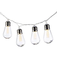 Silver Glass Bulb Solar Outdoor String Lights