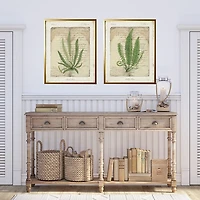 Vintage Green Ferns Framed Art Prints, Set of 2
