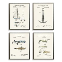 Nautical Patents Framed Art Prints, Set of 4