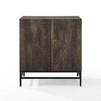Joanelle Dark Steel and Wood Wine Cabinet