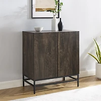 Joanelle Dark Steel and Wood Wine Cabinet