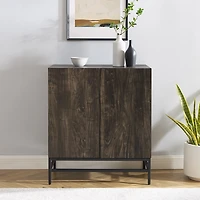 Joanelle Dark Steel and Wood Wine Cabinet