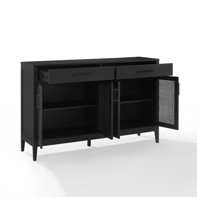 Micah Black Rattan Mesh Sideboard Cabinet