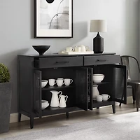 Micah Black Rattan Mesh Sideboard Cabinet