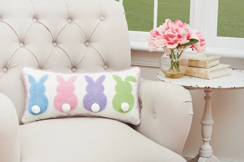Pastel Bunny Tail Lumbar Pillow