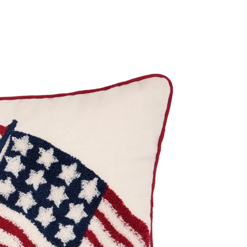 Tufted Double USA Flag Lumbar Pillow