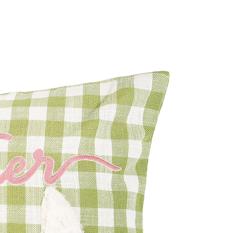 Green and White Gingham Bunny Ears Pillow