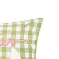 Green and White Gingham Bunny Ears Pillow