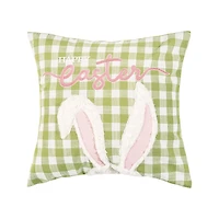Green and White Gingham Bunny Ears Pillow