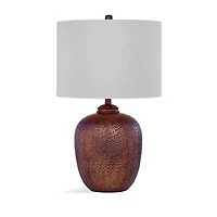 Round Copper Textured Table Lamp