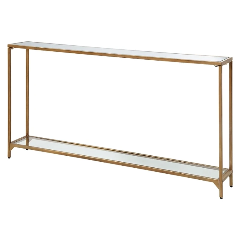 Warm Golden Mirrored Top Console Table