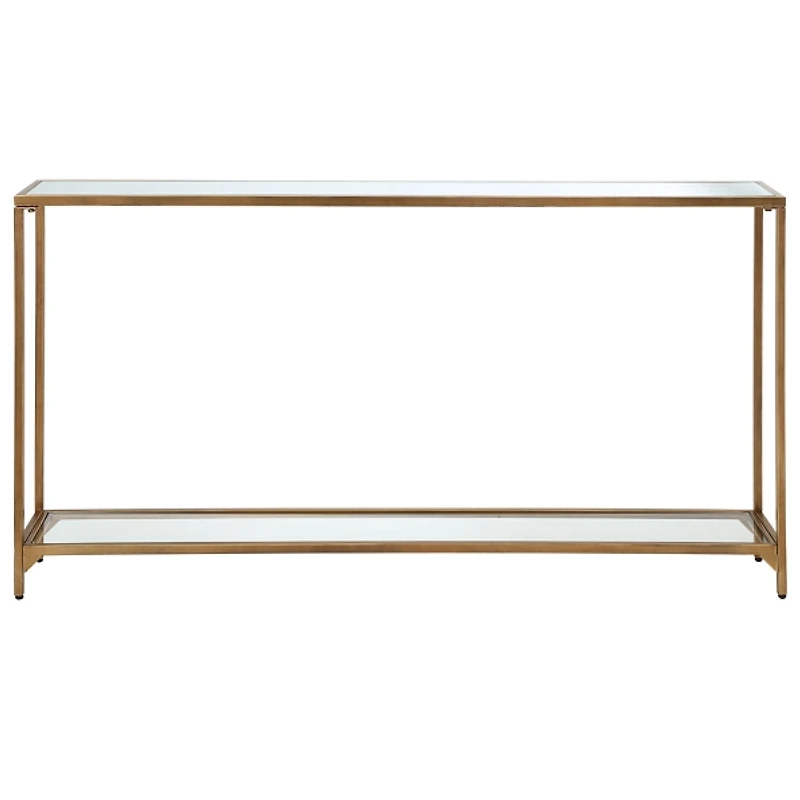 Warm Golden Mirrored Top Console Table