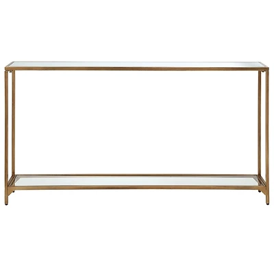 Warm Golden Mirrored Top Console Table