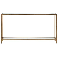 Warm Golden Mirrored Top Console Table