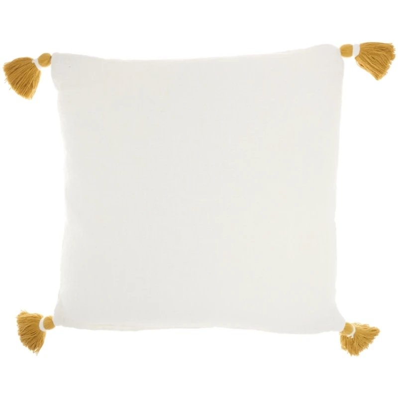 Mustard Stitched Lattice Throw Pillow