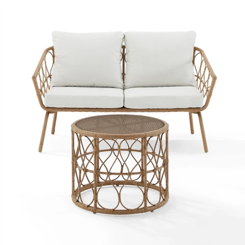 Woven Loop Rattan 2-pc. Outdoor Loveseat Set
