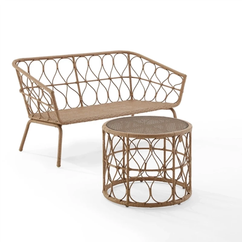 Woven Loop Rattan 2-pc. Outdoor Loveseat Set