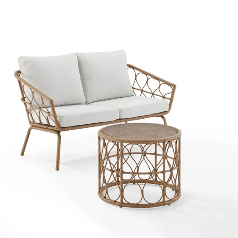 Woven Loop Rattan 2-pc. Outdoor Loveseat Set
