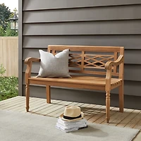 Lattice Teakwood Slatted Outdoor Bench