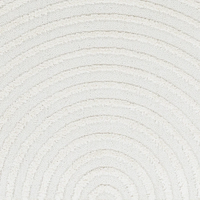 Ivory Geometric Lines Tassel Area Rug, 6x9