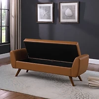 Caramel Vegan Leather Storage Bench