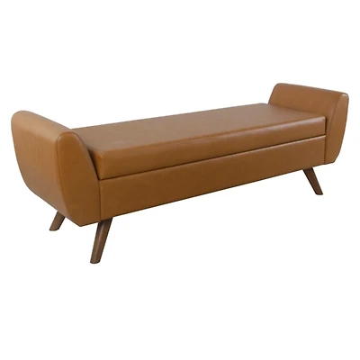 Caramel Vegan Leather Storage Bench