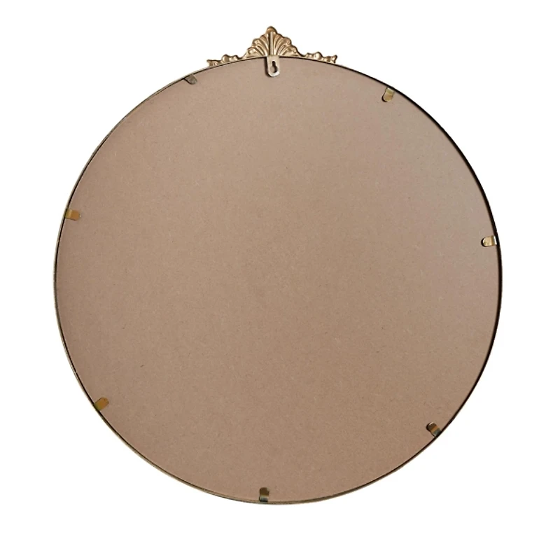 Antique Brass Metal Ornate Round Mirror
