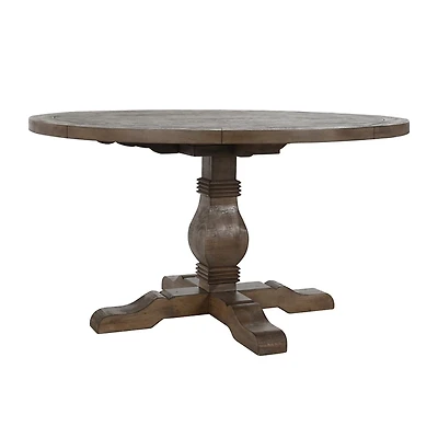 Weathered Brown Pine Wood Dining Table