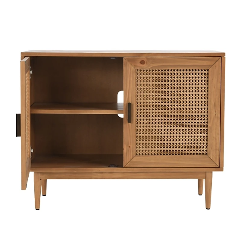 Reclaimed Pine and Woven Cane Cabinet