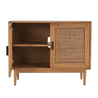 Reclaimed Pine and Woven Cane Cabinet