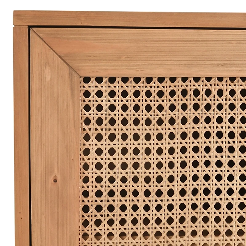 Reclaimed Pine and Woven Cane Cabinet
