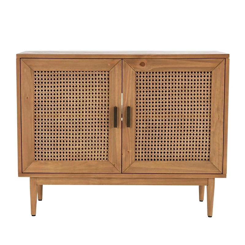 Reclaimed Pine and Woven Cane Cabinet