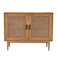 Reclaimed Pine and Woven Cane Cabinet