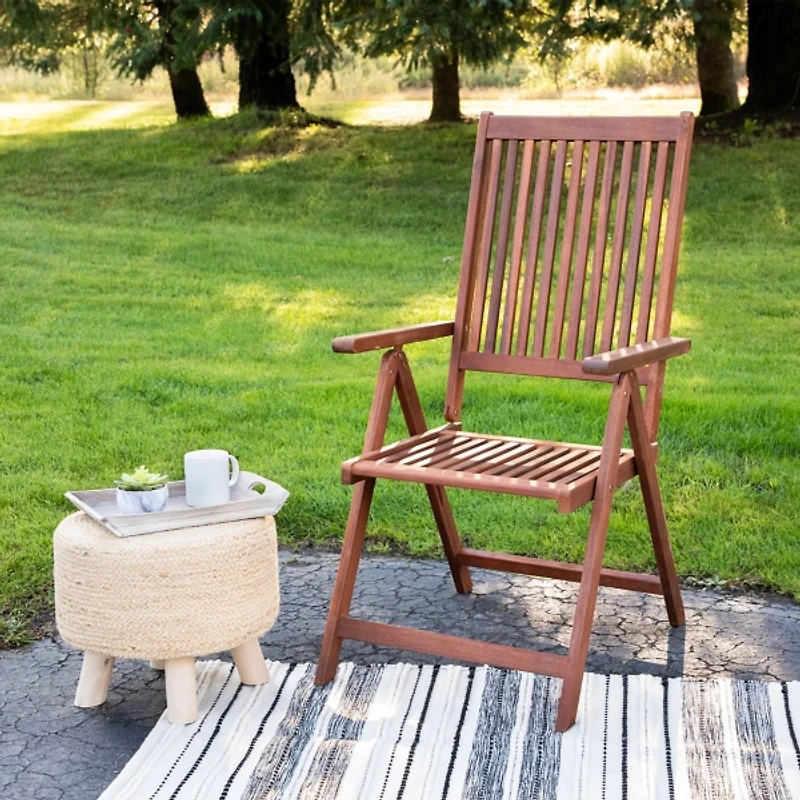 Warm Acacia Outdoor Folding Chairs, Set of 2