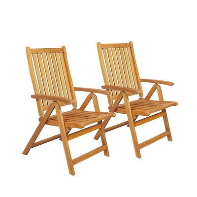 Warm Acacia Outdoor Folding Chairs, Set of 2