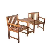 Brown Acacia Wood 3-pc. Jack and Jill Chair Set